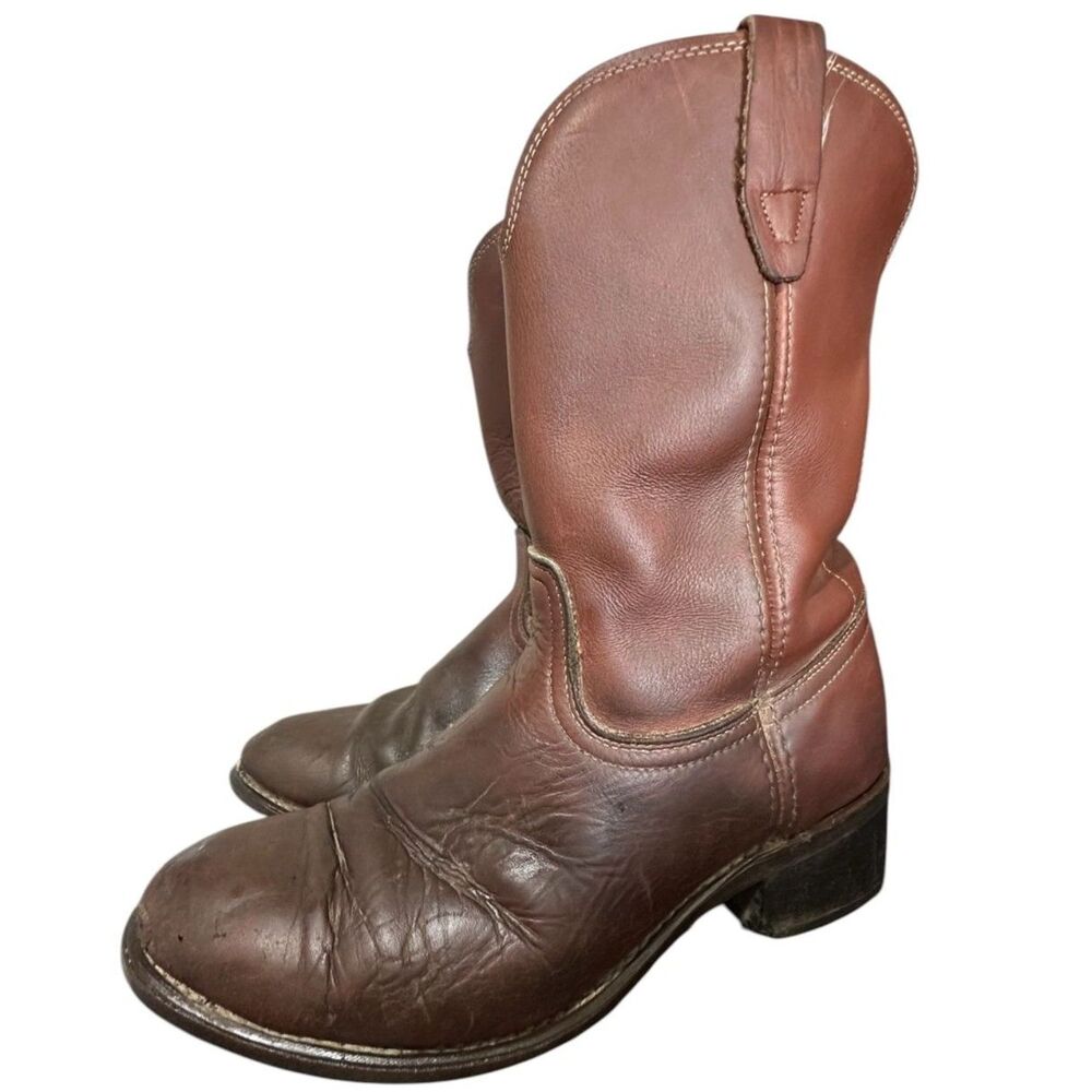 Vintage Biltrite Mens Brown Leather Western Cowboy Boots Size 8.5D Goodyear Welt
